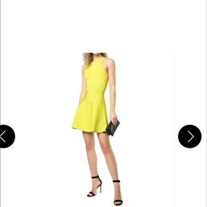 Cushnie racer cut flare knit dress lime